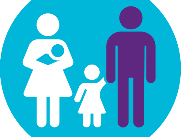 Bright Spots Icon of young parents, blue